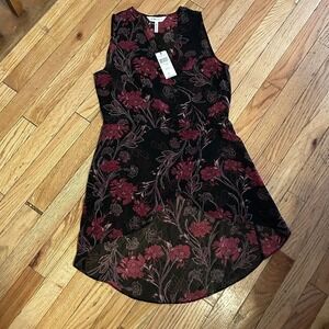 NWT BCBGeneration Sheer Tunic Top Burgundy Black Size XXS T25-20